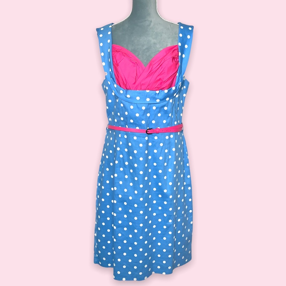 Like New Lindy Bop Vanessa Blue Polka-Dot Pencil Dress Size 3XL